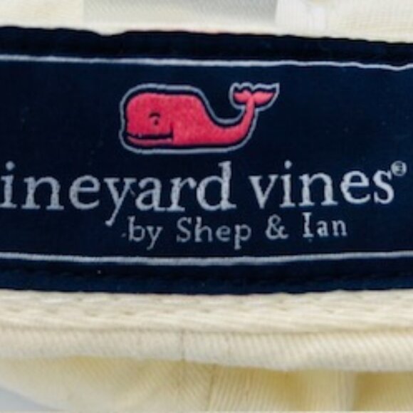 Vineyard Vines Whale Logo Cream Adjustable Cotton Baseball Cap - Picture 5 of 6